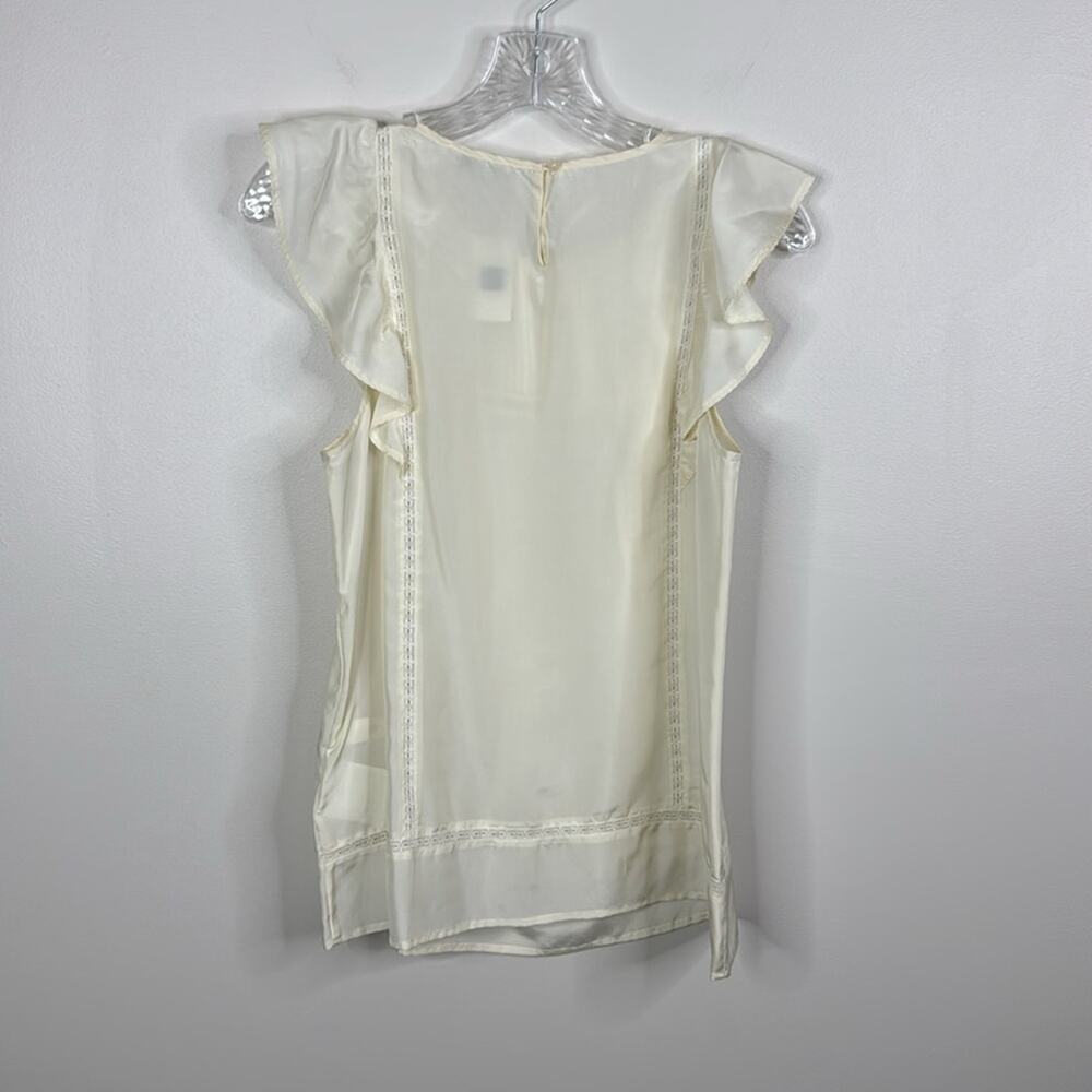 GAP Women’s Small 100% Silk Cream Ruffle Tank Blouse Sleeveless Shell S New - Picture 7 of 7